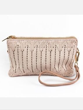 NWT Jen & Co. Riley Woven Crossbody Clutch, Mauve